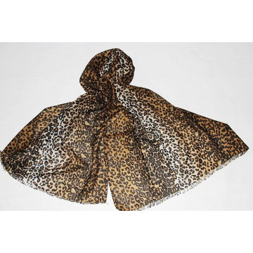 bufanda de lana con estampado de leopardo